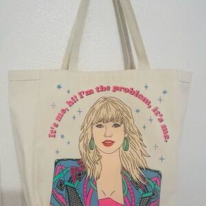 Taylor Swift Cream Tote ANIHERO with Colorful Graphic
